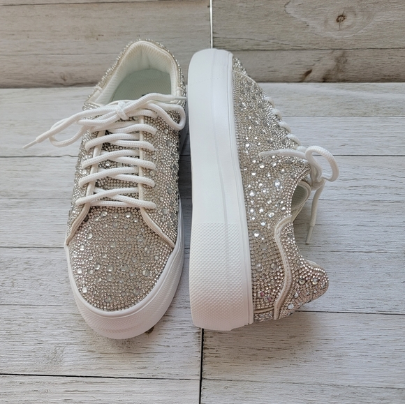 CORKYS- BEDAZZLE CLEAR RHINESTONE SNEAKERS - Picture 6 of 7